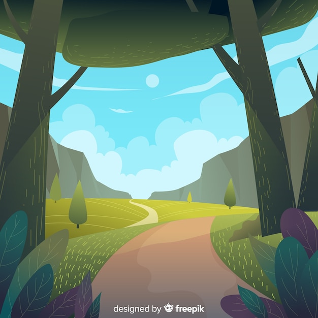 Hand drawn path spring background