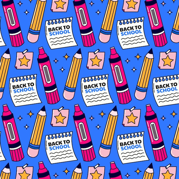 Hand drawn pattern design for back to school season