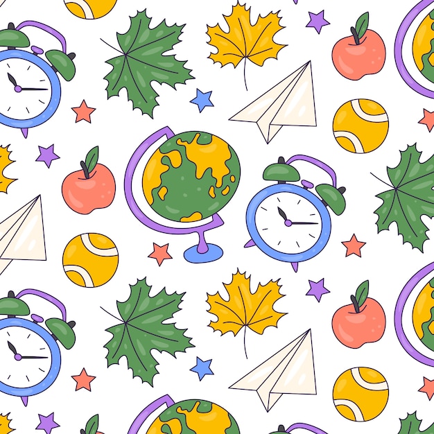 Hand drawn pattern design for back to school season