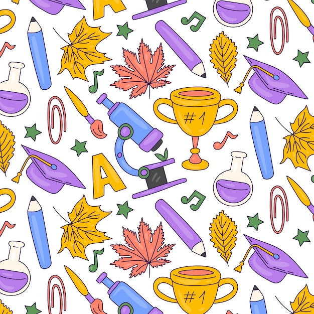 Hand drawn pattern design for back to school season