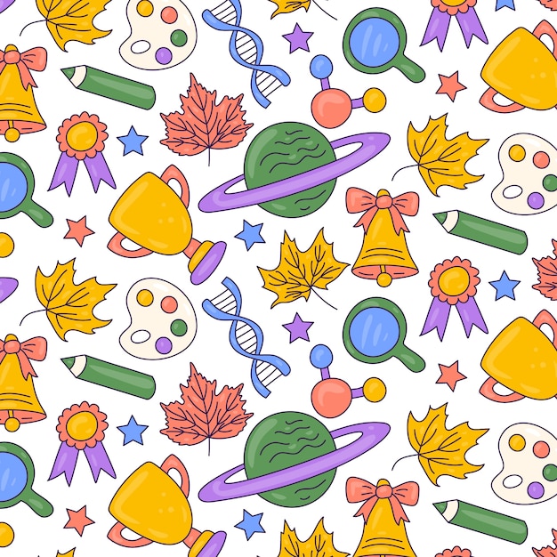 Hand drawn pattern design for back to school season