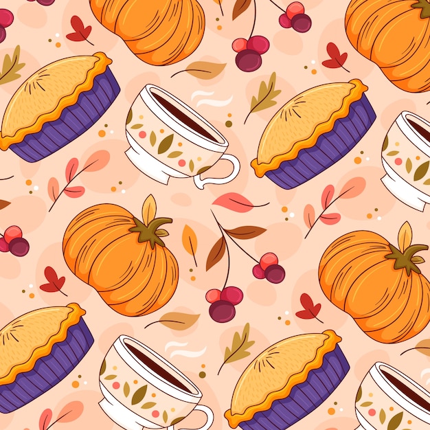 Free Vector hand drawn pattern design for fall season