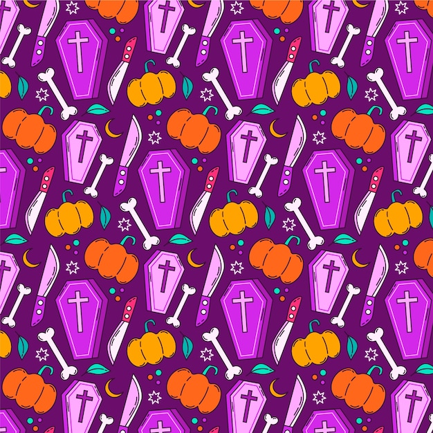 Free Vector hand drawn pattern design for halloween celebration