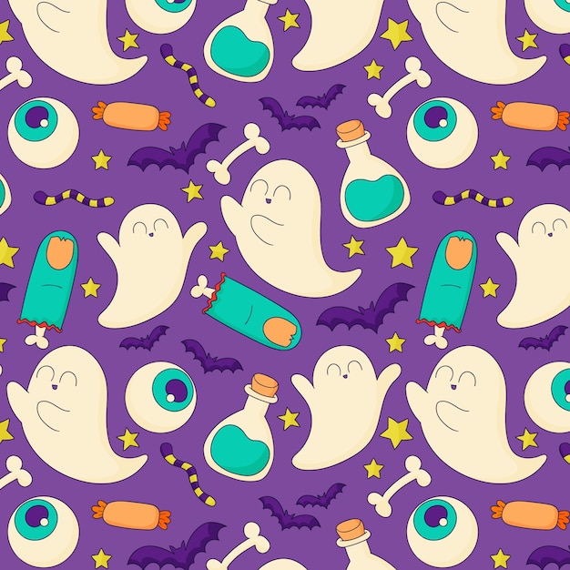 Free vector hand drawn pattern design for halloween season celebration