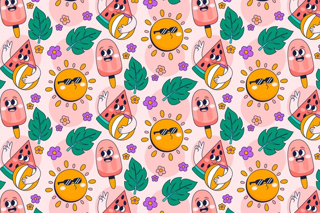 Hand drawn pattern design for summer season