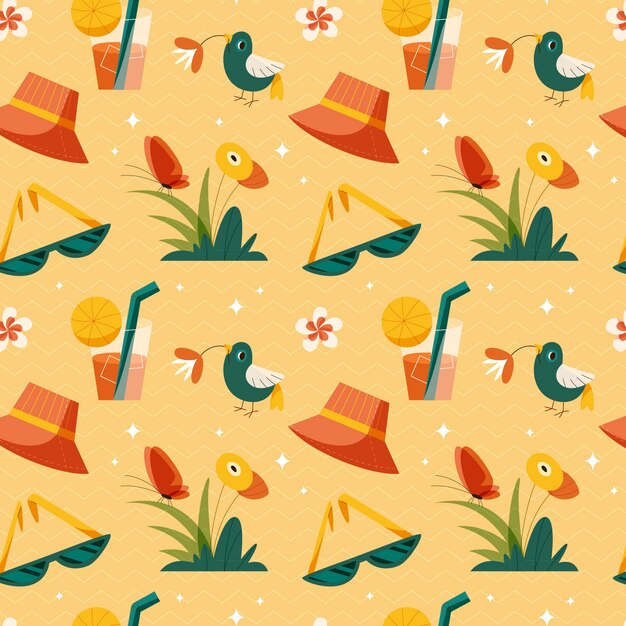 Hand drawn pattern design for summertime season