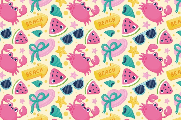 Free Vector hand drawn pattern design for summertime