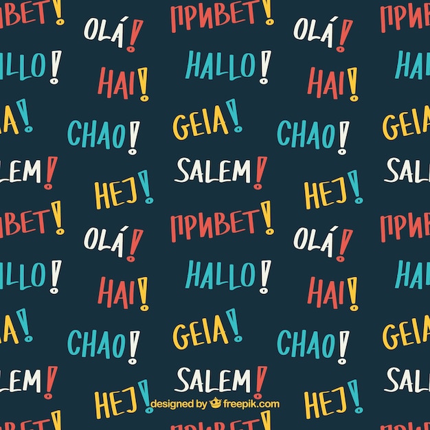 Free vector hand drawn pattern with hello word in different languages