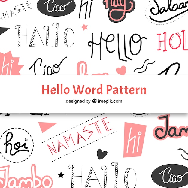 Free Vector hand drawn pattern with hello word in different languages