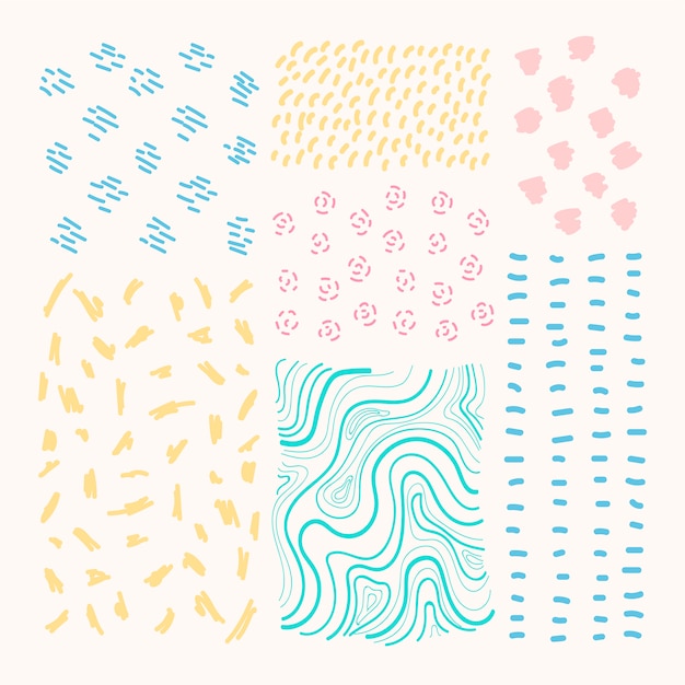 Hand drawn patterned design elements vector set