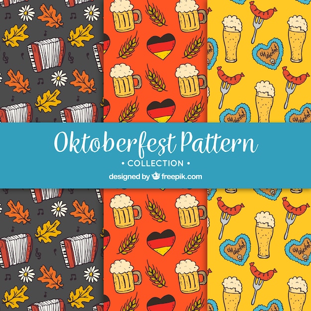 Free vector hand drawn patterns of german celebration