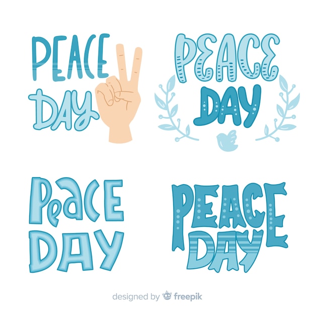 Free Vector hand drawn peace day badge collection