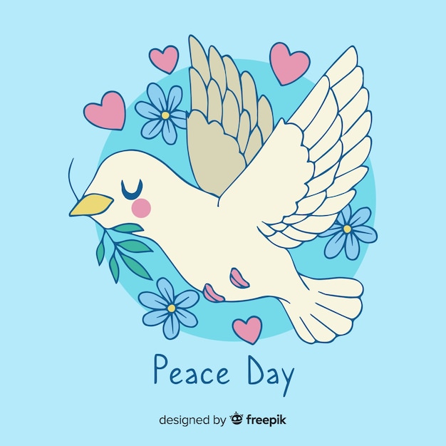 Hand drawn peace day dove