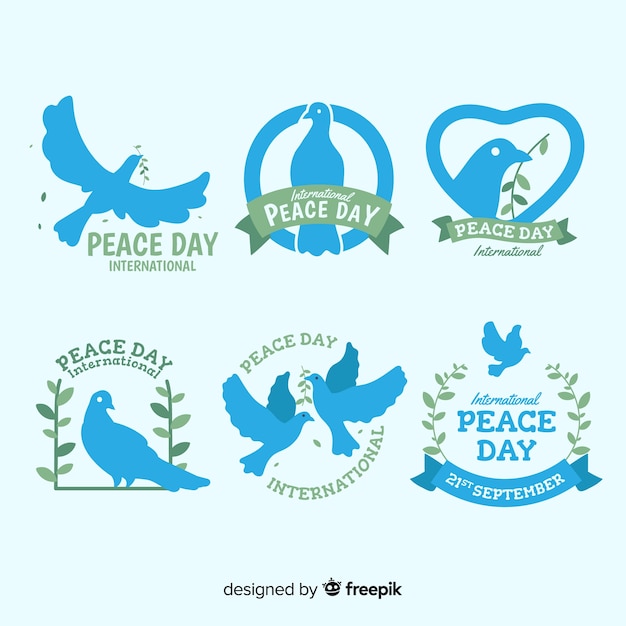 Hand drawn peace day label collection