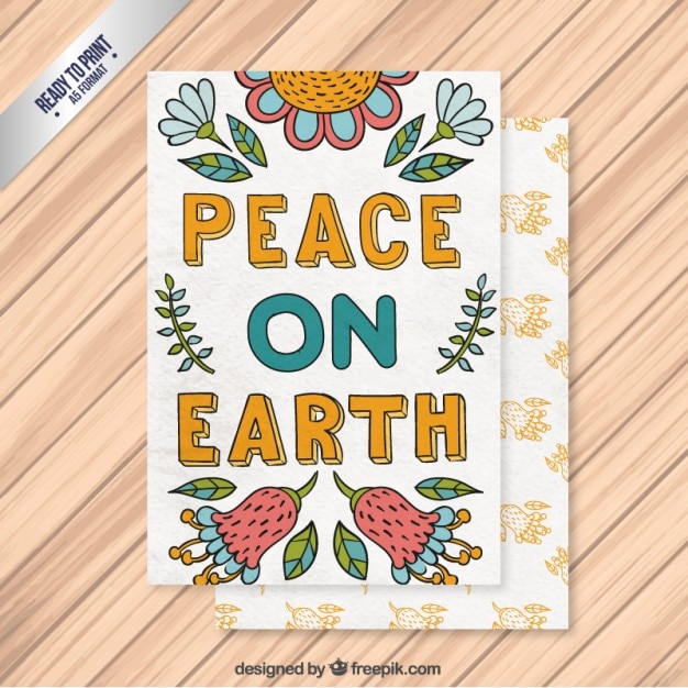 Free Vector hand drawn peace on earth card