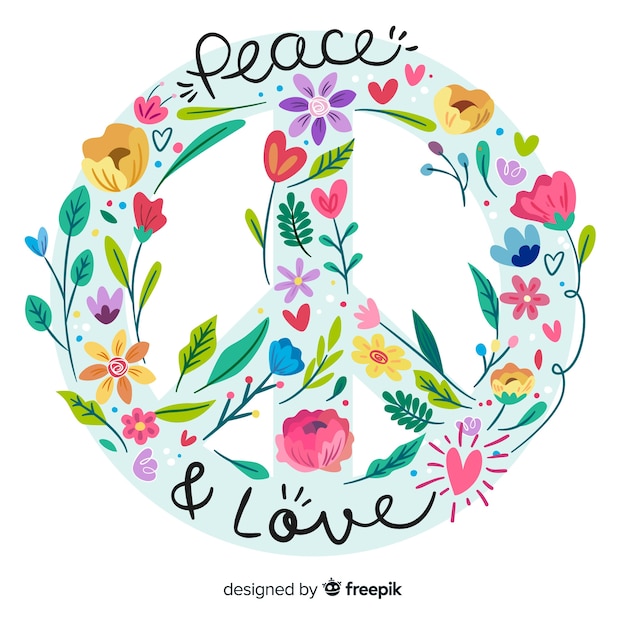 Hand drawn peace sign background