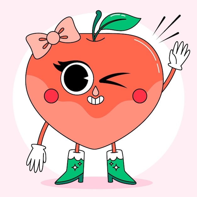 Free vector hand drawn peach  cartoon illustration