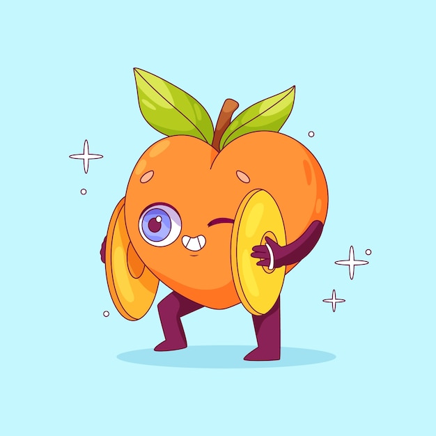 Free Vector hand drawn peach  cartoon illustration