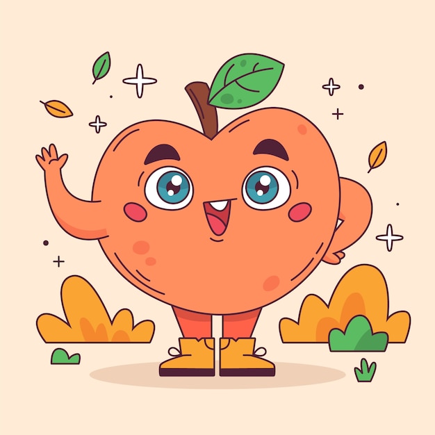 Hand drawn peach cartoon illustration