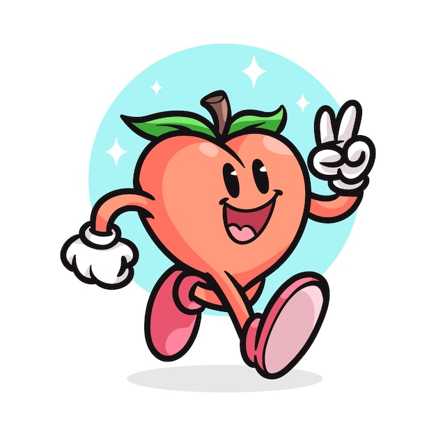 Hand drawn peach cartoon illustration