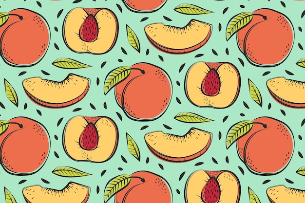 Hand drawn peach pattern design