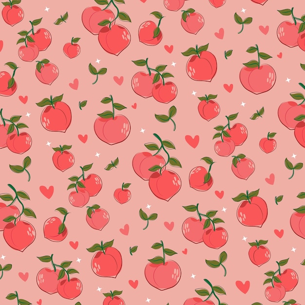 Hand drawn peach pattern design