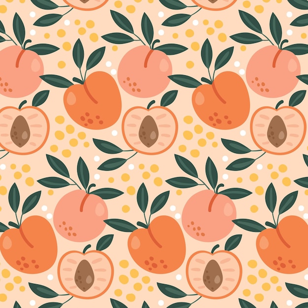 Hand drawn peach pattern design