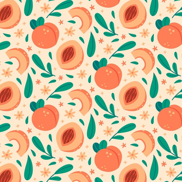 Hand drawn peach pattern design