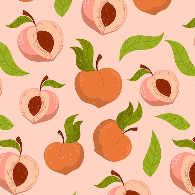 Hand drawn peach pattern design