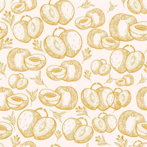 Hand drawn peach pattern