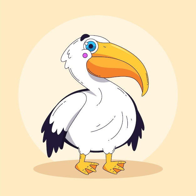 Free vector hand drawn pelican cartoon illustration