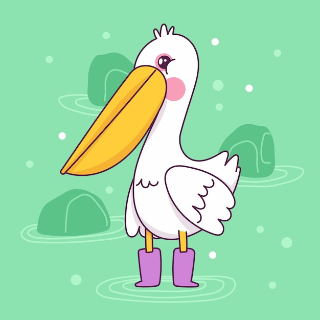 Free Vector hand drawn pelican cartoon illustration