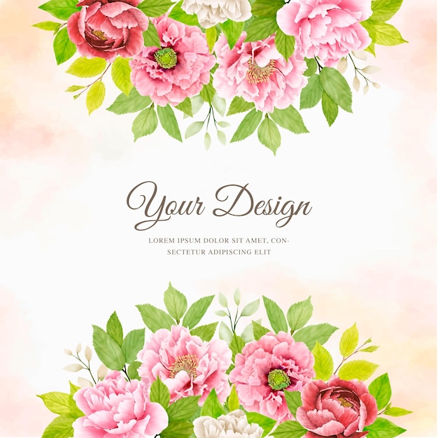 hand drawn peony border and frame background design