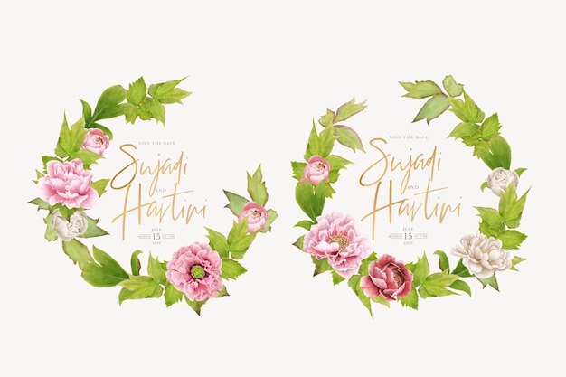 hand drawn peony wreath background