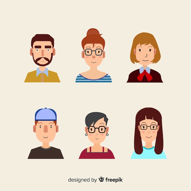 Hand drawn people avatar collection