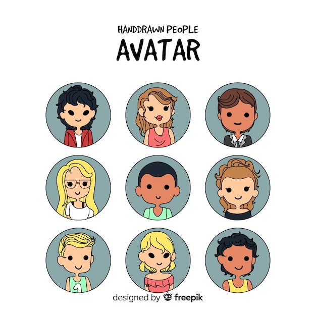 Free Vector hand drawn people avatar collection