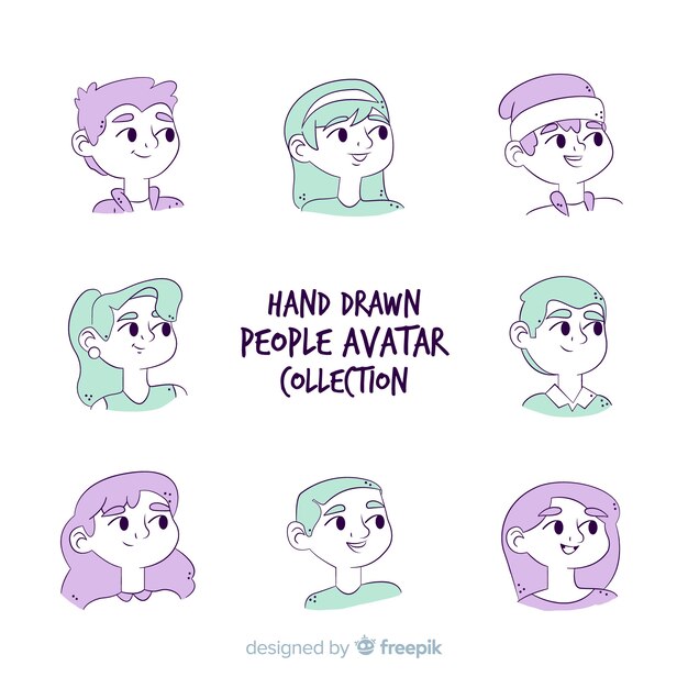 Hand drawn people avatar collection