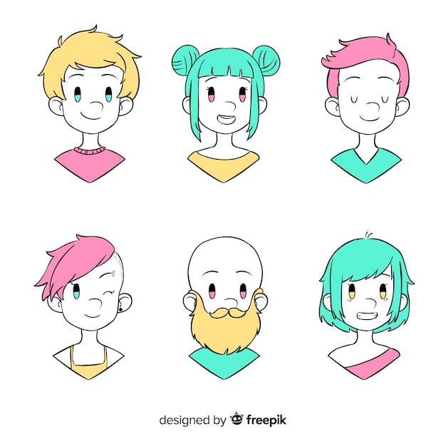 Hand drawn people avatar collection