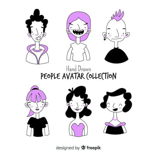 Hand drawn people avatar collection