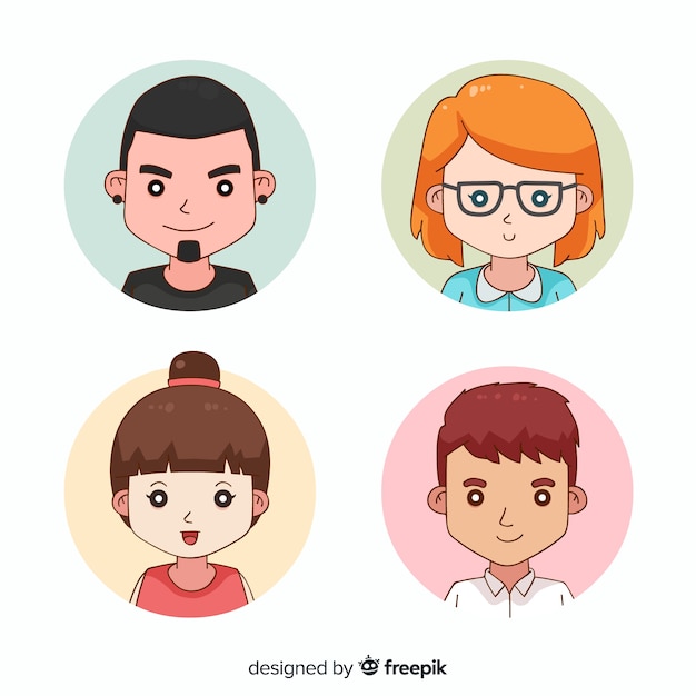 Free Vector hand drawn people avatar collection