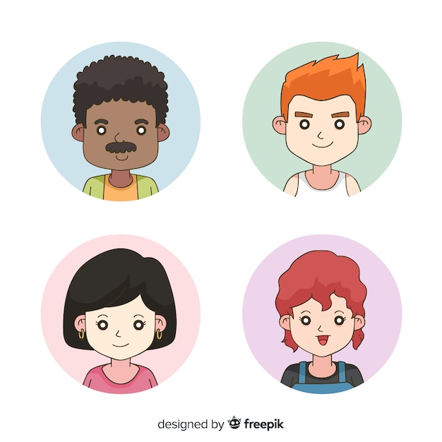 Hand drawn people avatar collection