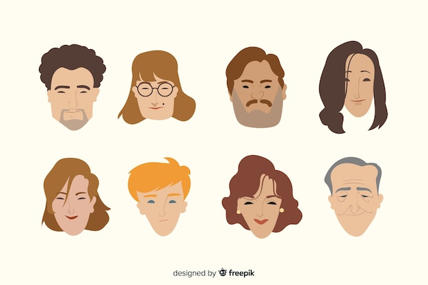 Hand drawn people avatar collection