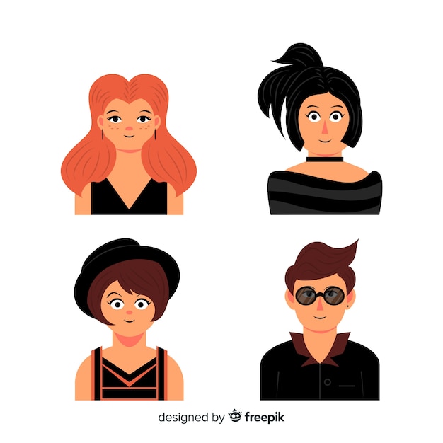 Free Vector hand drawn people avatar collection