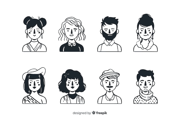 Hand drawn people avatar collection