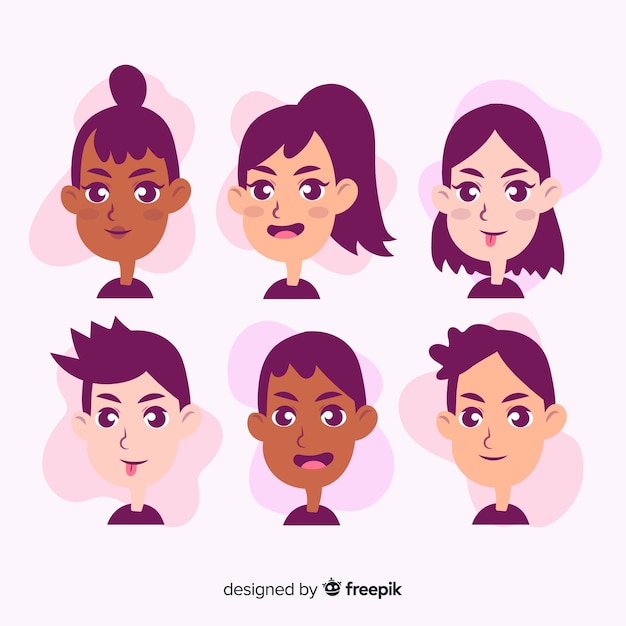 Free vector hand drawn people avatar collection