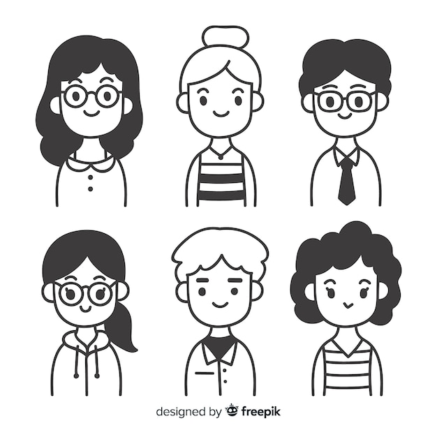 Hand drawn people avatar collection