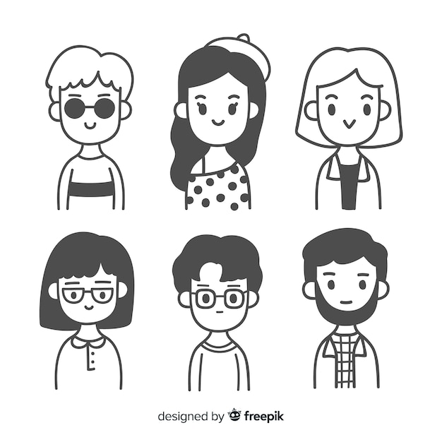 Hand drawn people avatar collection