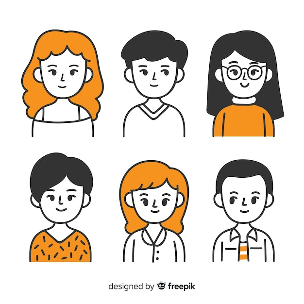 Hand drawn people avatar collection