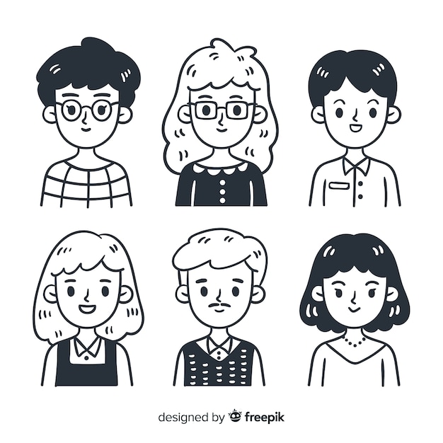 Hand drawn people avatar collection