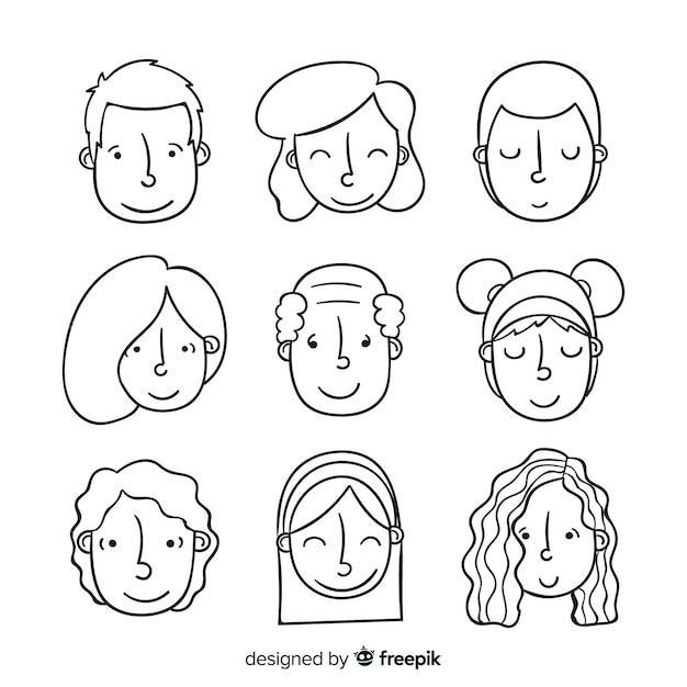 Hand drawn people avatar collection